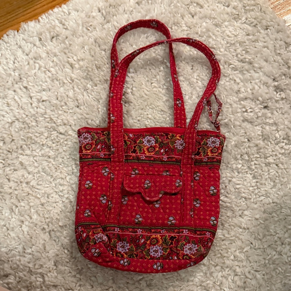 Vera Bradley provincial red floral quilted tote bag purse